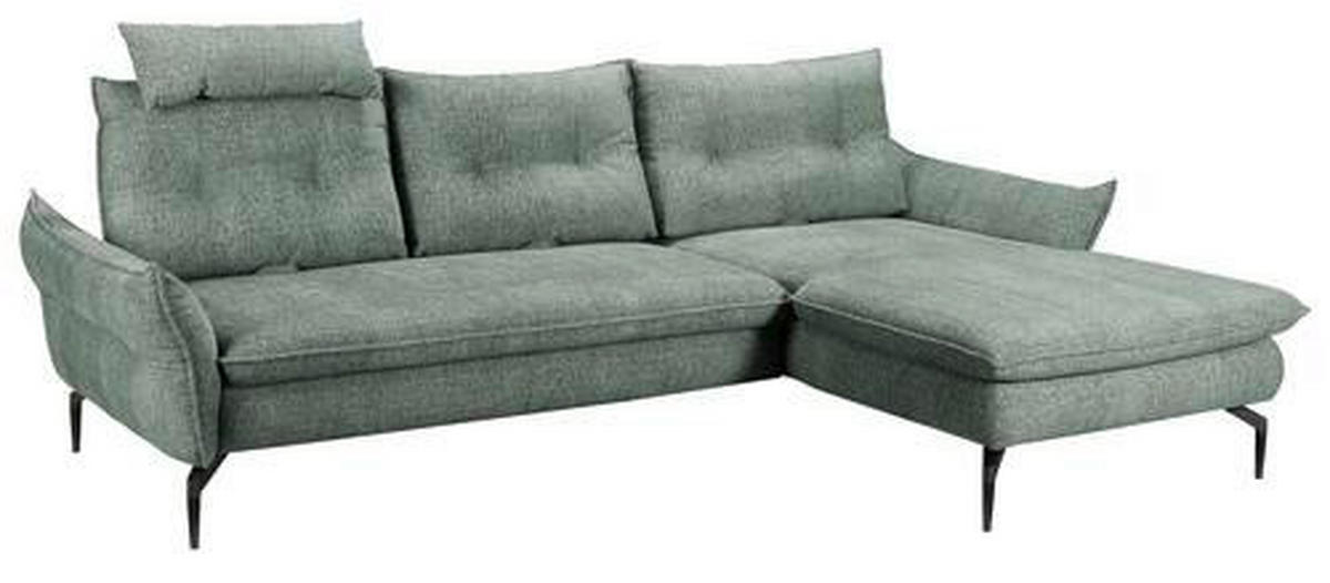 ECKSOFA inkl.Funktionen Grün Webstoff  - Schwarz/Grün, Design, Textil/Metall (284/185cm) - Voleo