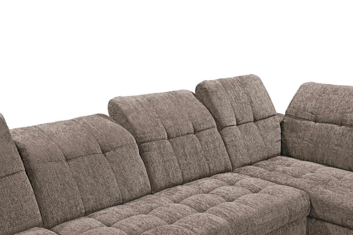 WOHNLANDSCHAFT MERCY Braun Mikrovelours  - Kaschmir/Braun, MODERN, Kunststoff/Textil (169/348/245cm) - MID.YOU