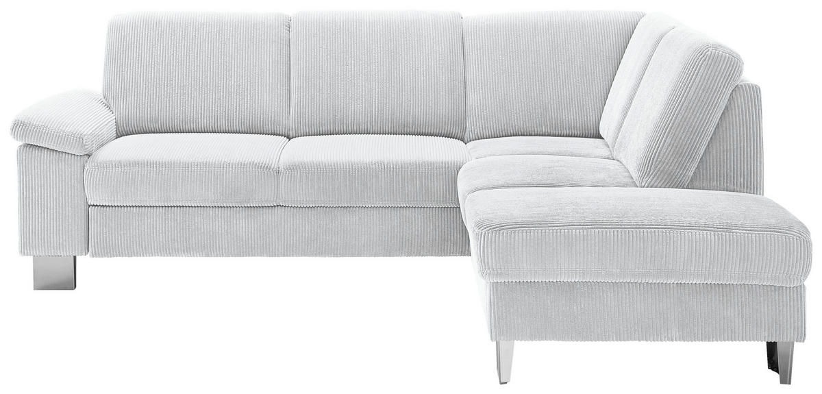 ECKSOFA in Cord Silberfarben  248/200 cm  - Edelstahlfarben/Silberfarben, KONVENTIONELL, Textil/Metall (248/200cm) - Beldomo System