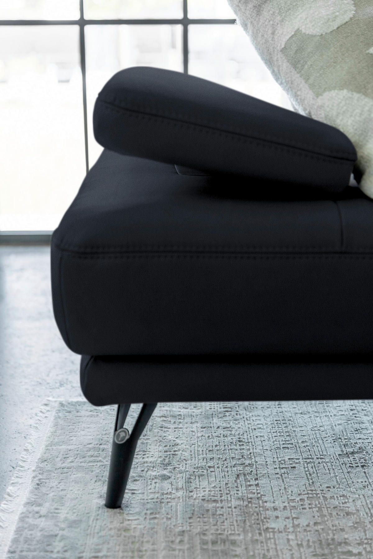 ECKSOFA Echtleder Dunkelblau  - Schwarz/Dunkelblau, Konventionell, Leder/Metall (180/301cm) - Joop!