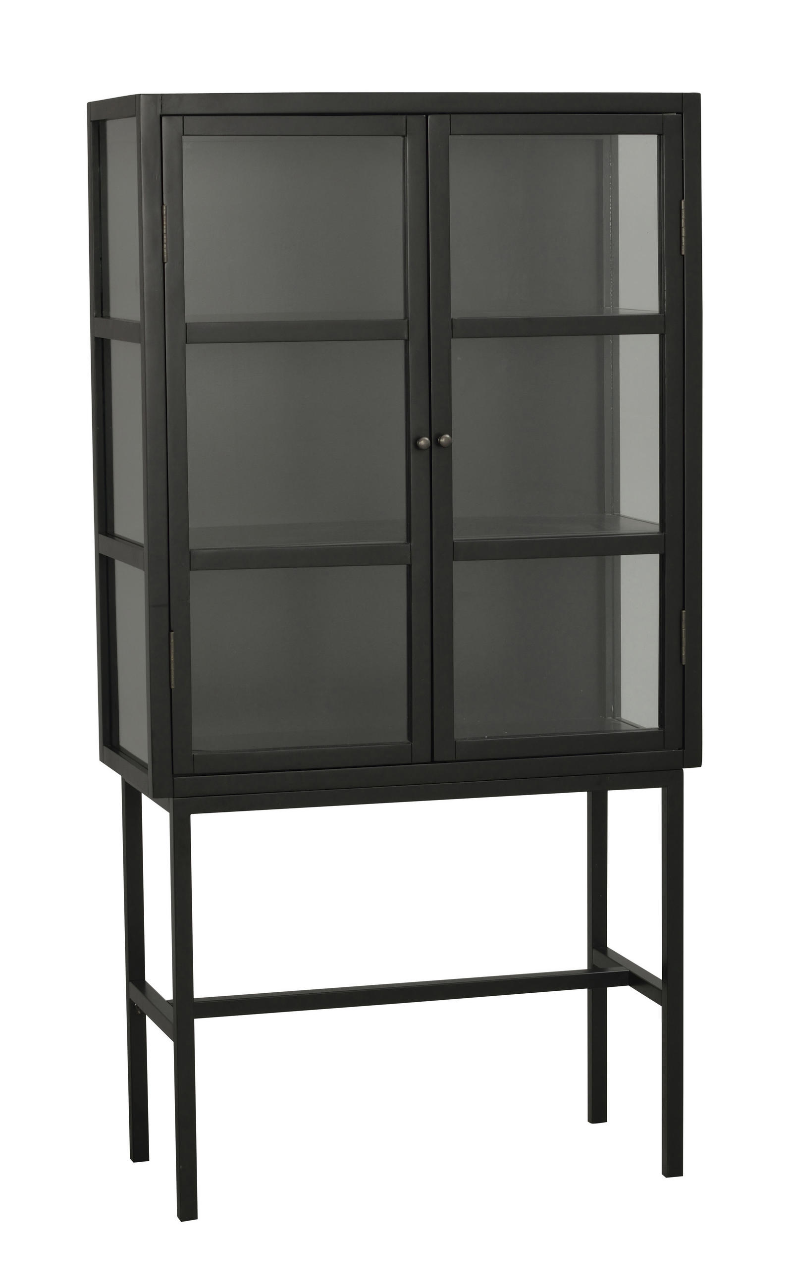 VITRINSKÅP i delar i massivt trä gummiträ svart, transparent  - svart/transparent, Design, metall/trä (85/160/36cm) - Rowico