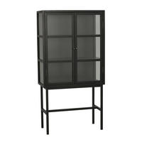 VITRINSKÅP i delar i massivt trä gummiträ svart, transparent  - svart/transparent, Design, metall/trä (85/160/36cm) - Rowico