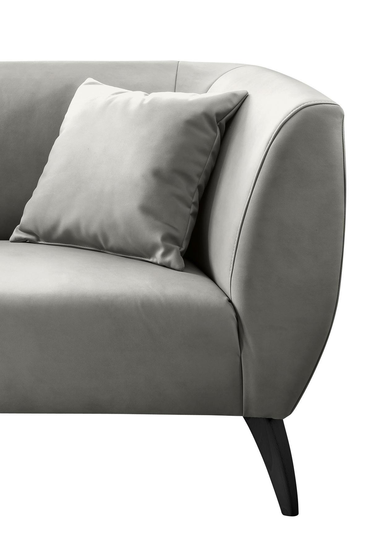 3-SITZER-SOFA in Lederlook Grau  - Schwarz/Grau, MODERN, Holz/Textil (208/83/88cm) - Livetastic