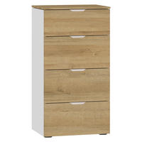 KOMMODE 45/87/43 cm  in Weiss, Eichefarben  - Weiss/Edelstahlfarben, Design, Holzwerkstoff/Kunststoff (45/87/43cm) - Jutzler