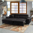 ECKSOFA Graphitfarben Velours  - Schwarz/Graphitfarben, Design, Textil/Metall (181/267cm) - Carryhome