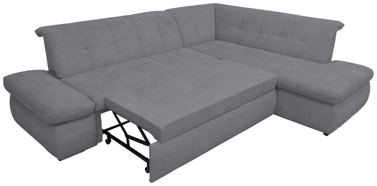 ECKSOFA in Mikrofaser Dunkelgrau  273/216 cm  - Chromfarben/Dunkelgrau, KONVENTIONELL, Textil/Metall (273/216cm) - MID.YOU