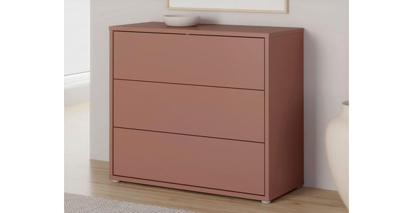 KOMMODE , 95/83/42 cm, 3 Schublade(n)  - Silberfarben/Terracotta, Trend, Holzwerkstoff/Kunststoff (95/83/42cm) - Carryhome
