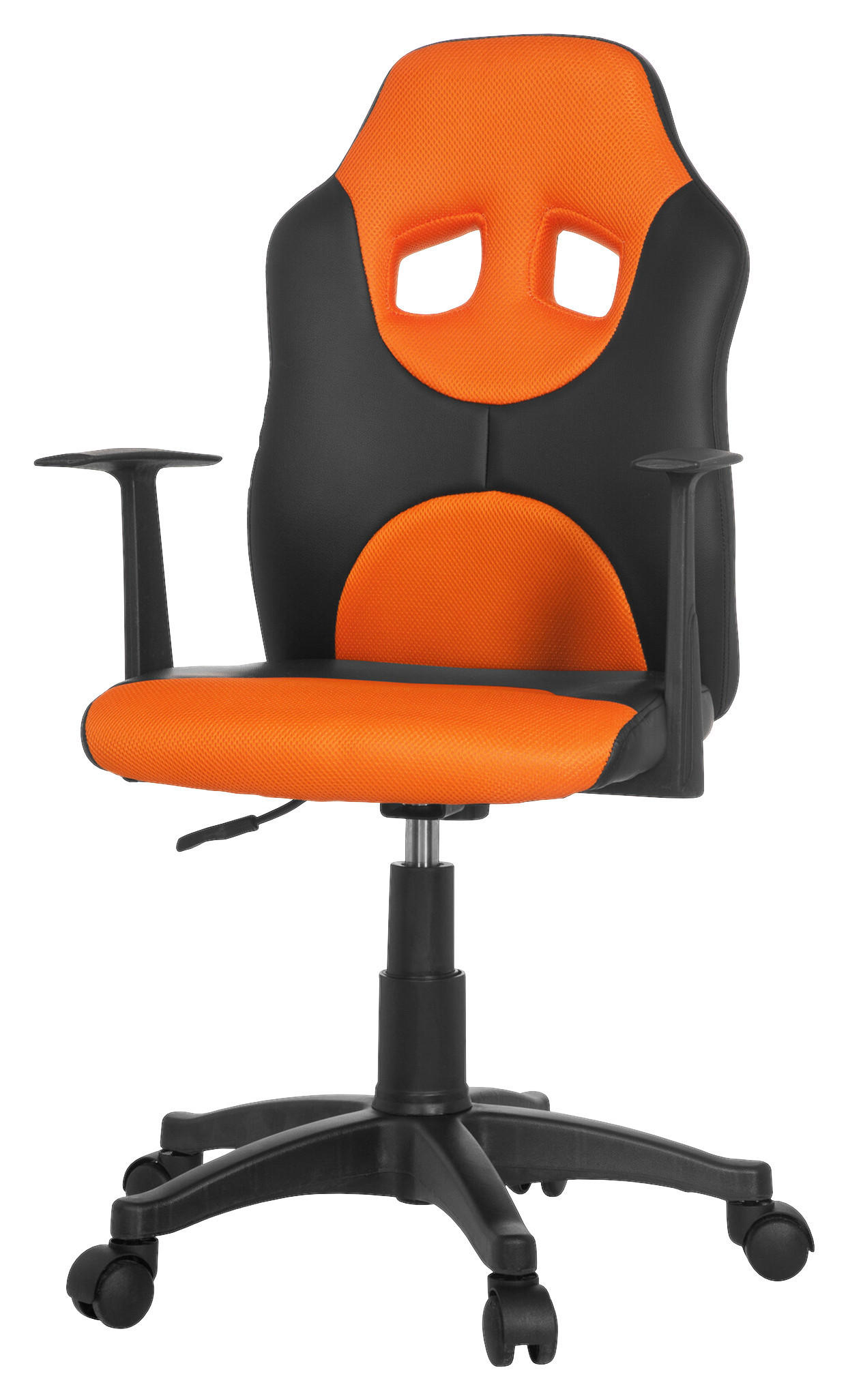 OTOČNÁ ŽIDLE PRO MLÁDEŽ, oranžová, černá - oranžová/černá, Basics, plast (54/90-100/48cm) - MID.YOU