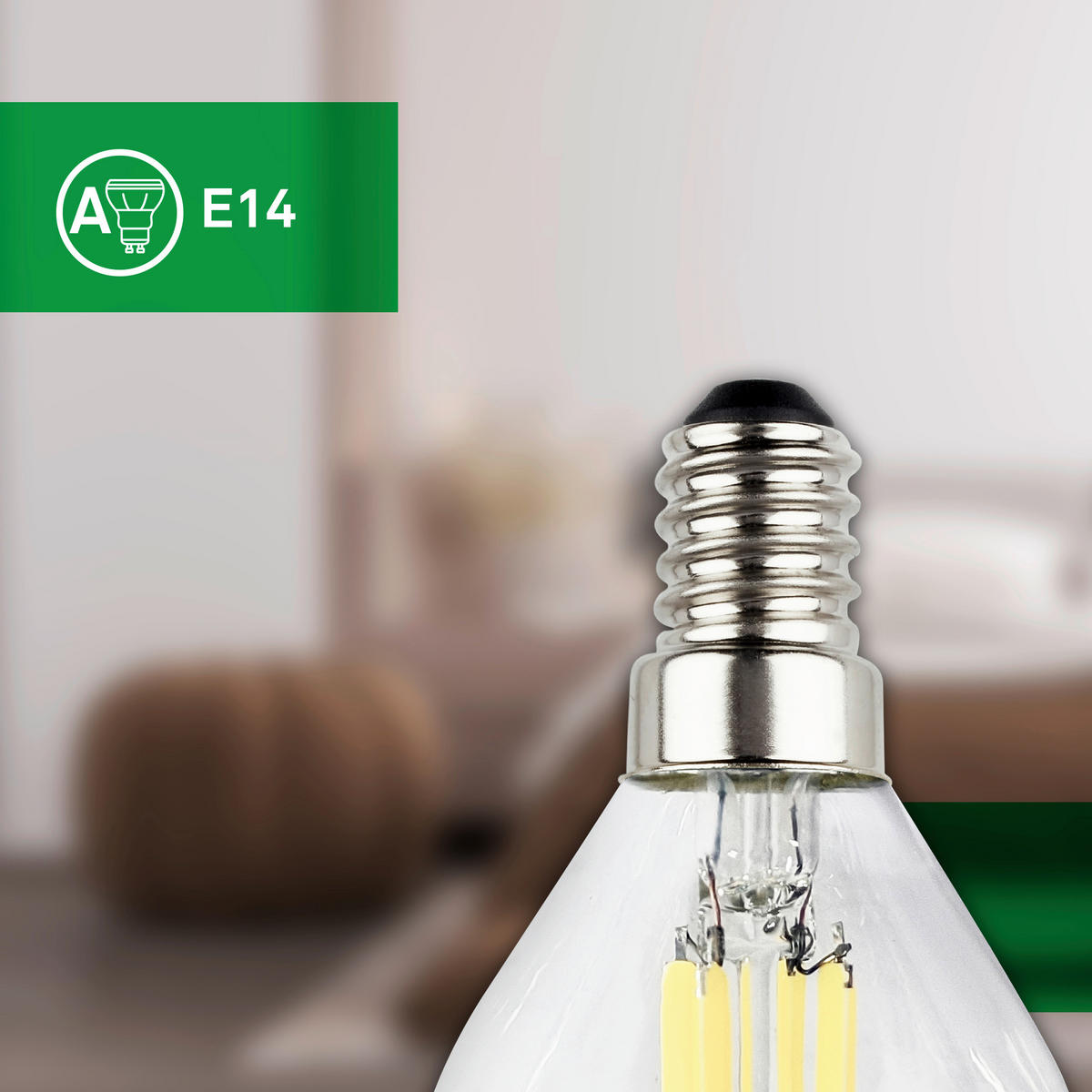 LED-LEUCHTMITTEL   E14 2,5 W 525 lm  - Silberfarben, Basics, Glas (4,5/8cm)