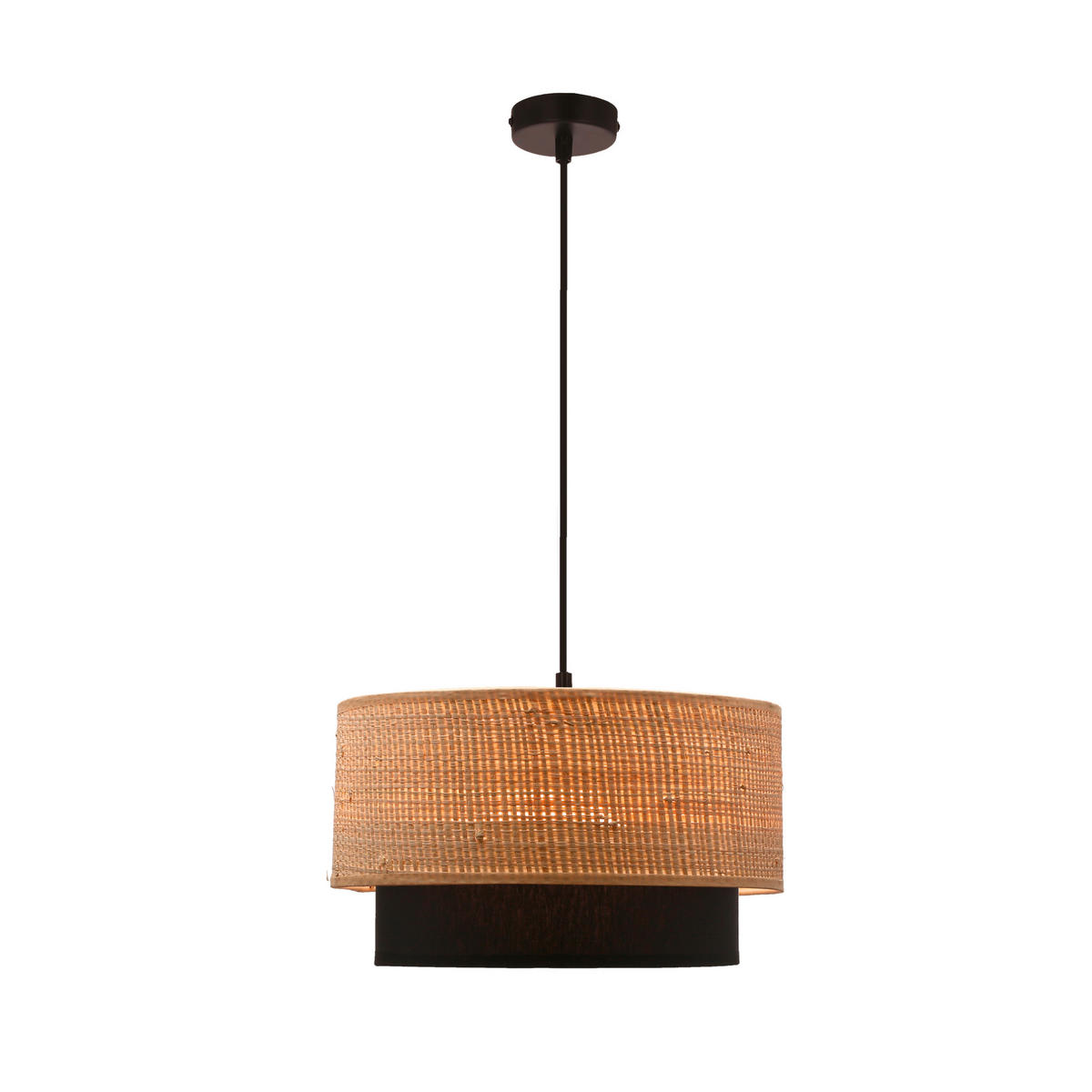 PENDELLEUCHTE 25/25/115 cm  - Beige/Schwarz, Natur, Kunststoff/Metall (25/25/115cm)