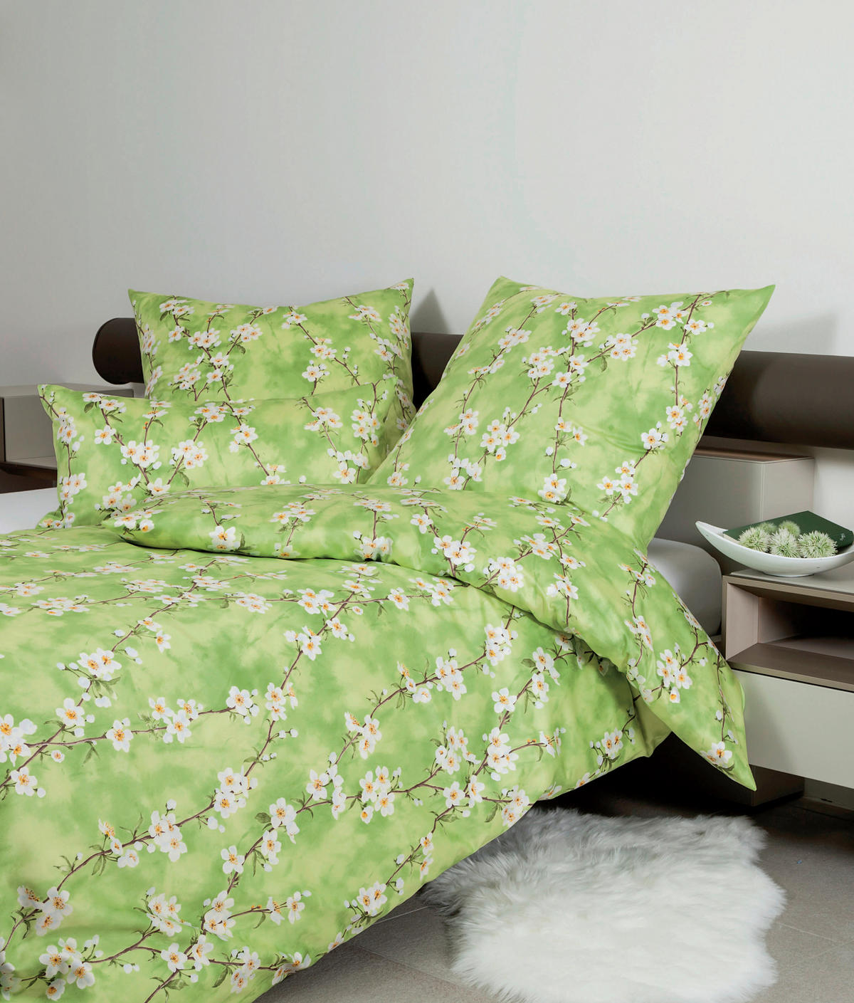 BETTWÄSCHE MESSINA Makosatin  - Grün, Basics, Textil (155/220cm) - Janine