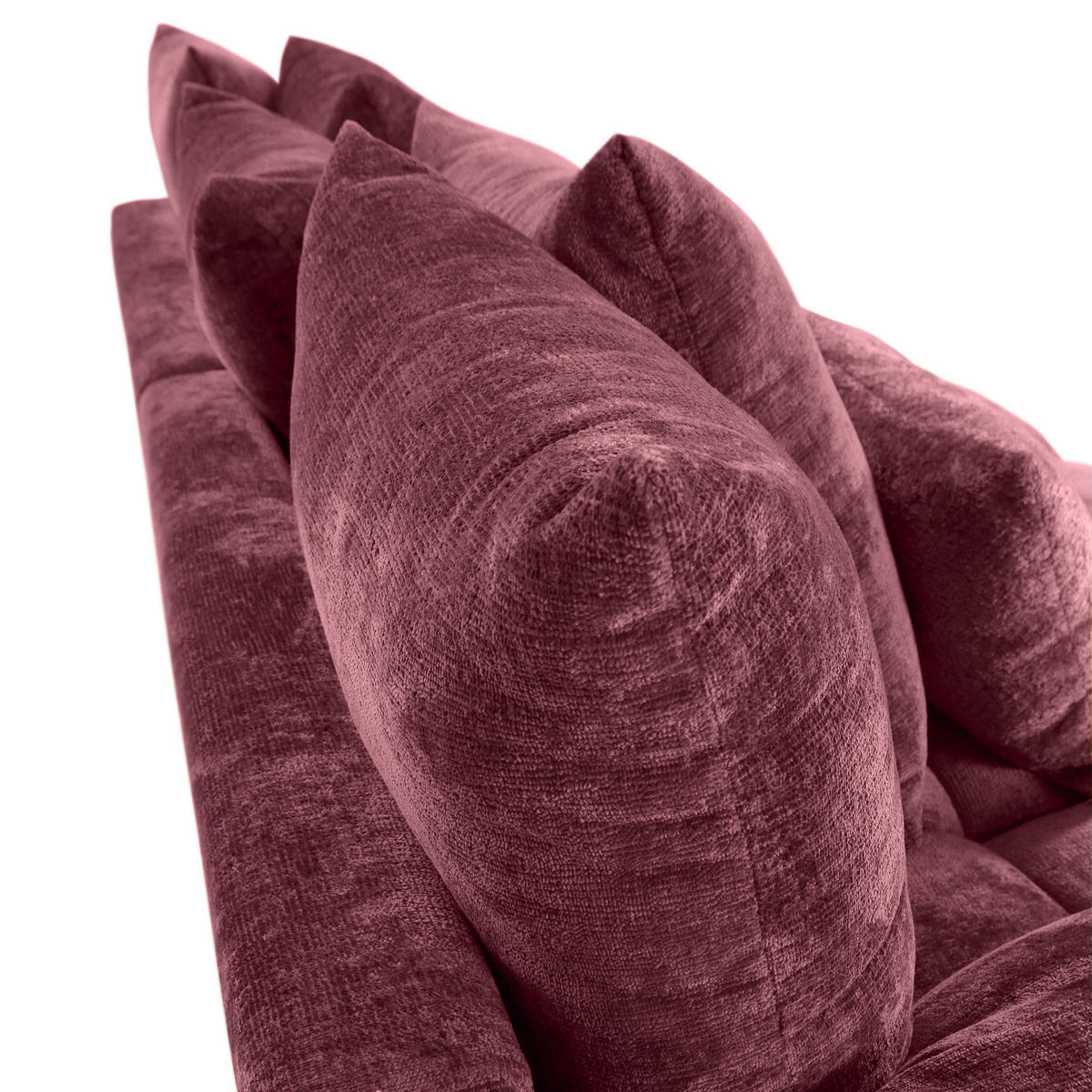 BIGSOFA Chenille Dunkelrot  - Schwarz/Dunkelrot, Design, Kunststoff/Textil (265/67/130cm) - home24