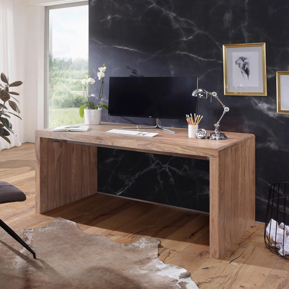 SCHREIBTISCH 160/80/76 cm  in Akaziefarben  - Akaziefarben, Design, Holz (160/80/76cm) - MID.YOU