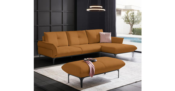 ECKSOFA in Echtleder Braun  - Schwarz/Braun, Design, Leder/Metall (319/182cm) - Valnatura