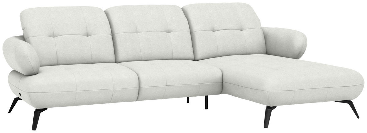 ECKSOFA Flachgewebe Grauweiss  - Schwarz/Grauweiss, Design, Textil/Metall (282/189cm) - Novel