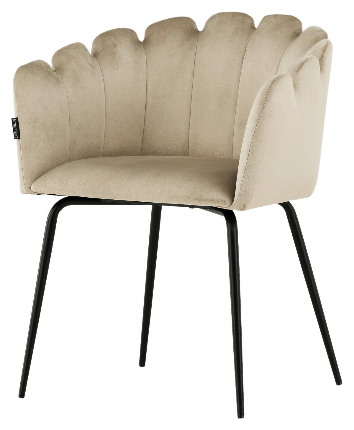STUHL Samt Schwarz, Beige  - Beige/Schwarz, Design, Textil/Metall (52/76.5/51cm) - Livetastic