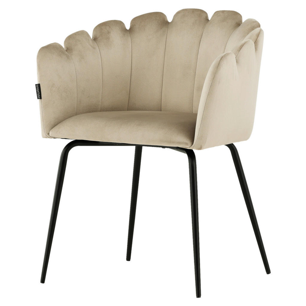 Thumbnail - Livetastic Stuhl, Schwarz, Beige, Metall, Textil, zylindrisch, 52x76.5x51 cm, Stühle