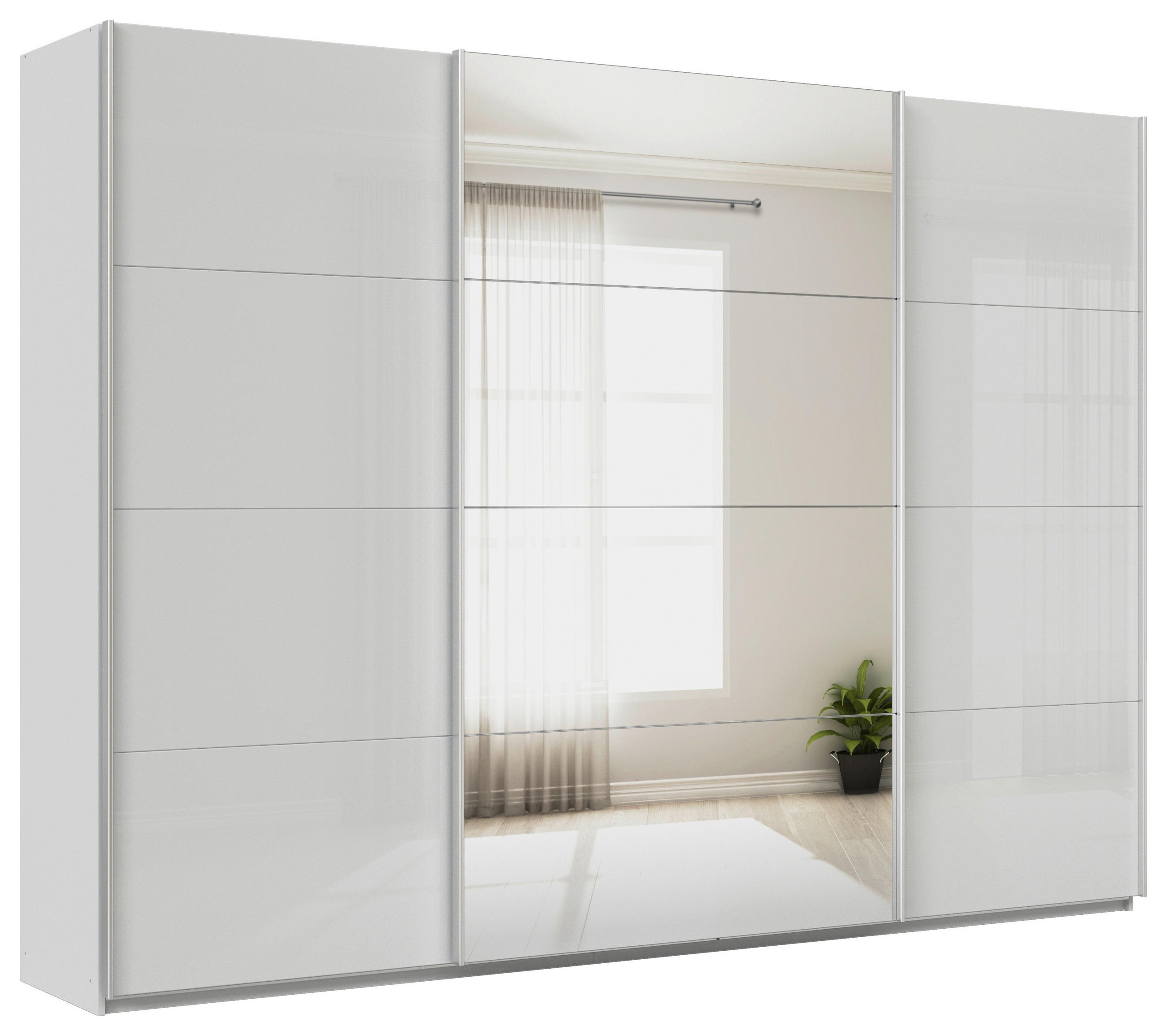 SCHWEBETÜRENSCHRANK Seidengrau  - Seidengrau/Alufarben, Konventionell, Glas/Holzwerkstoff (315/229/62cm) - Xora