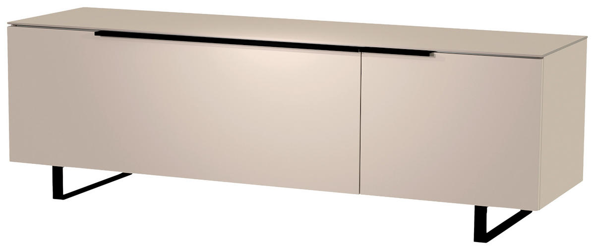 LOWBOARD Schwarz, Sandfarben  160/51/45 cm  - Sandfarben/Schwarz, Design, Glas/Holzwerkstoff (160/51/45cm) - Moderano