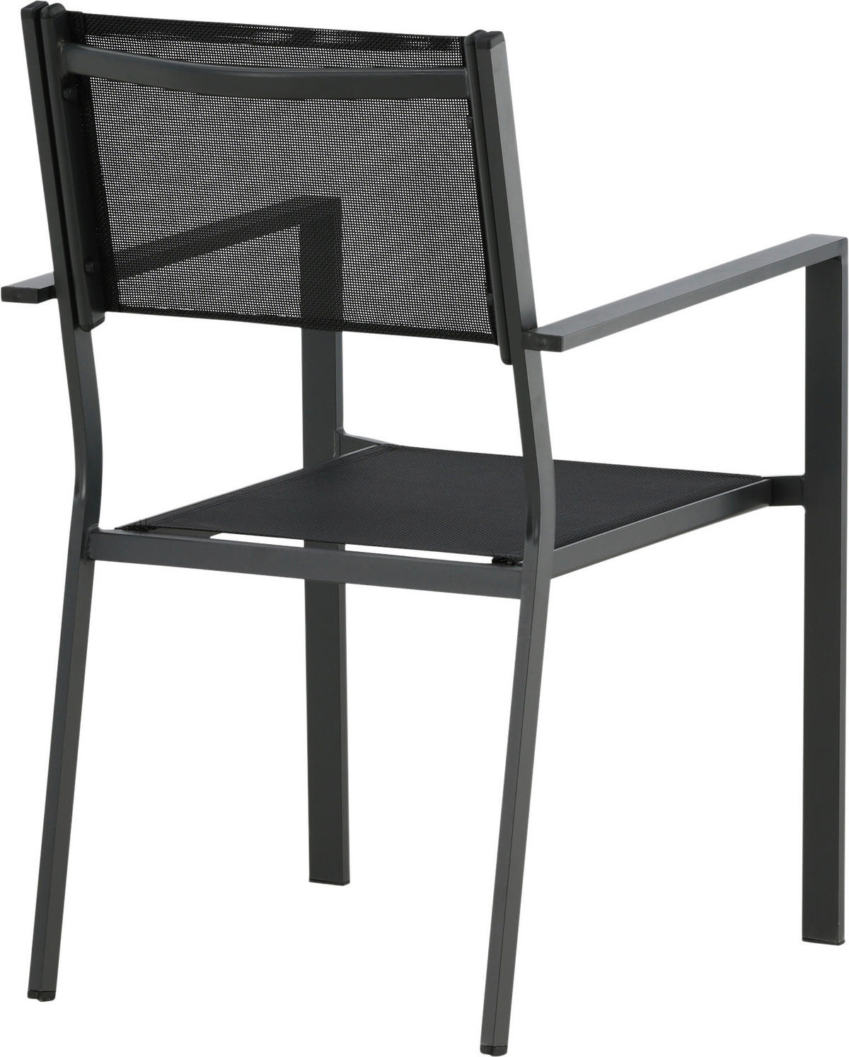 Stapelsessel 2er-Set Aluminium Schwarz  - Schwarz, KONVENTIONELL, Textil/Metall (56.5/88/61cm) - Gardenson