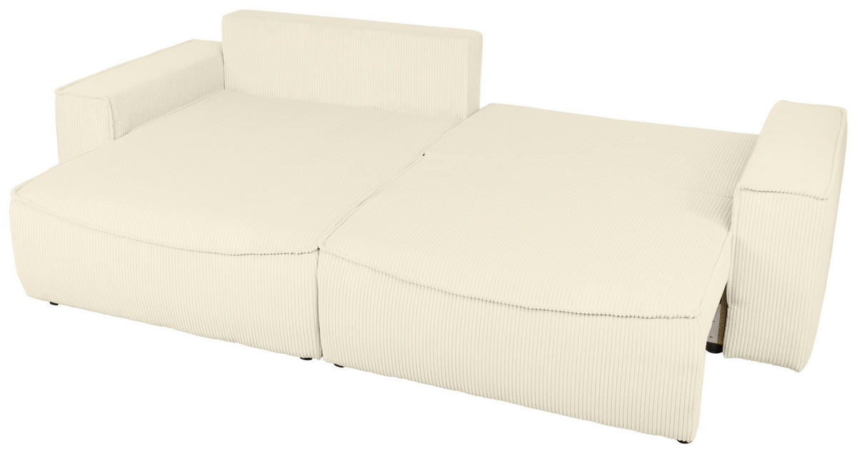 ECKSOFA Creme Cord  - Creme/Schwarz, KONVENTIONELL, Kunststoff/Textil (148/265cm) - Carryhome