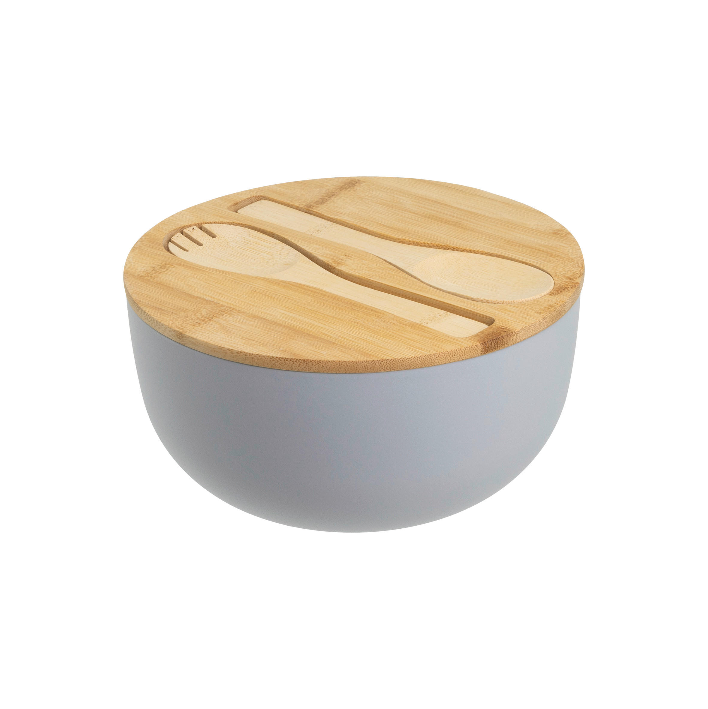 SALATSCHÜSSEL   - Hellgrau/Naturfarben, Basics, Holz/Kunststoff (23,5/12,5/23,5cm)