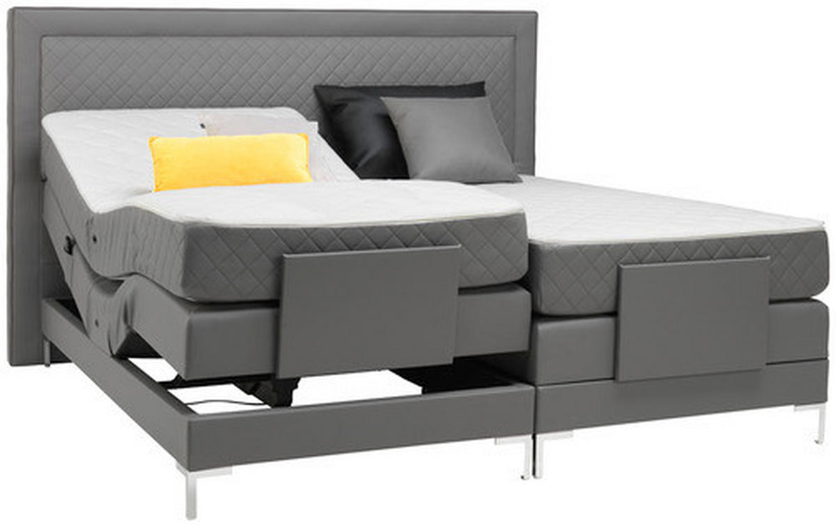 BOXSPRINGBETT 160/200 cm  in Grau  - Alufarben/Grau, Design, Textil/Metall (160/200cm) - Welnova