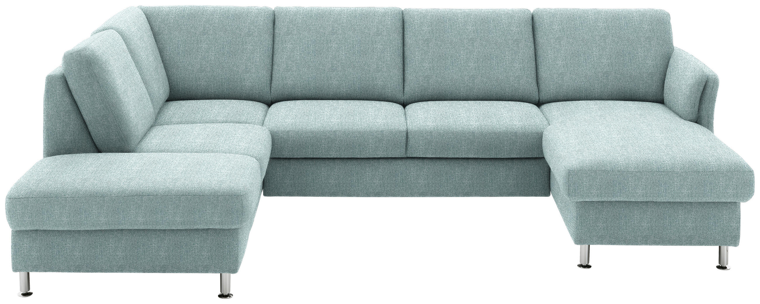 SOFFA i flatväv ljusblå  - ljusblå/kromfärg, Klassisk, metall/textil (200/305/168cm) - Beldomo System