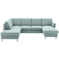 SOFFA i flatväv ljusblå  - ljusblå/kromfärg, Klassisk, metall/textil (200/305/168cm) - Beldomo System