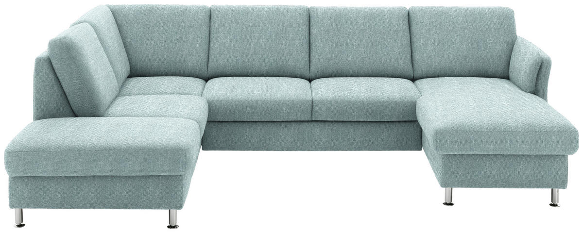 SOFFA i flatväv ljusblå  - ljusblå/kromfärg, Klassisk, metall/textil (200/305/168cm) - Beldomo System