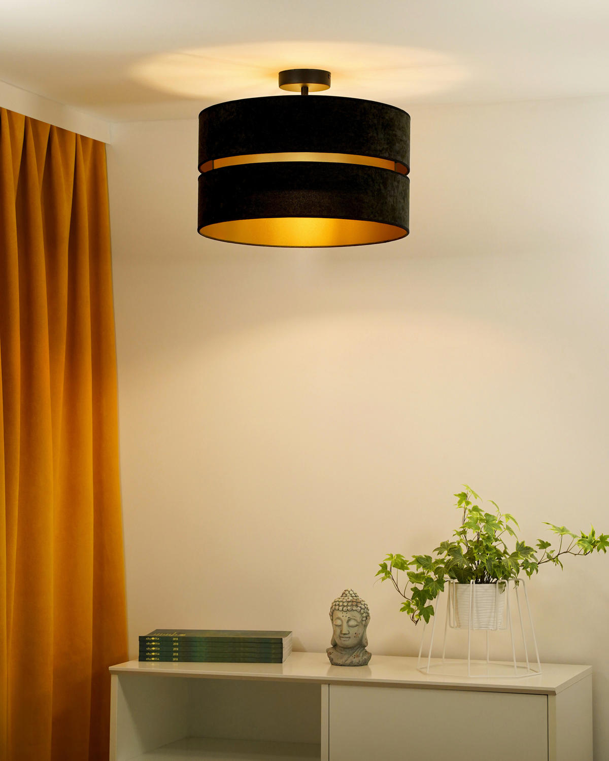 DECKENLEUCHTE Duo 40/30 cm   - Schwarz, Trend, Textil (40/30cm)