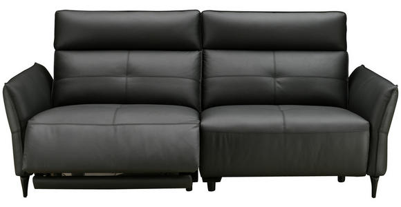 2-SITZER-SOFA  in Echtleder Schwarz   - Schwarz, Design, Leder/Metall (191/98/101cm) - Novel