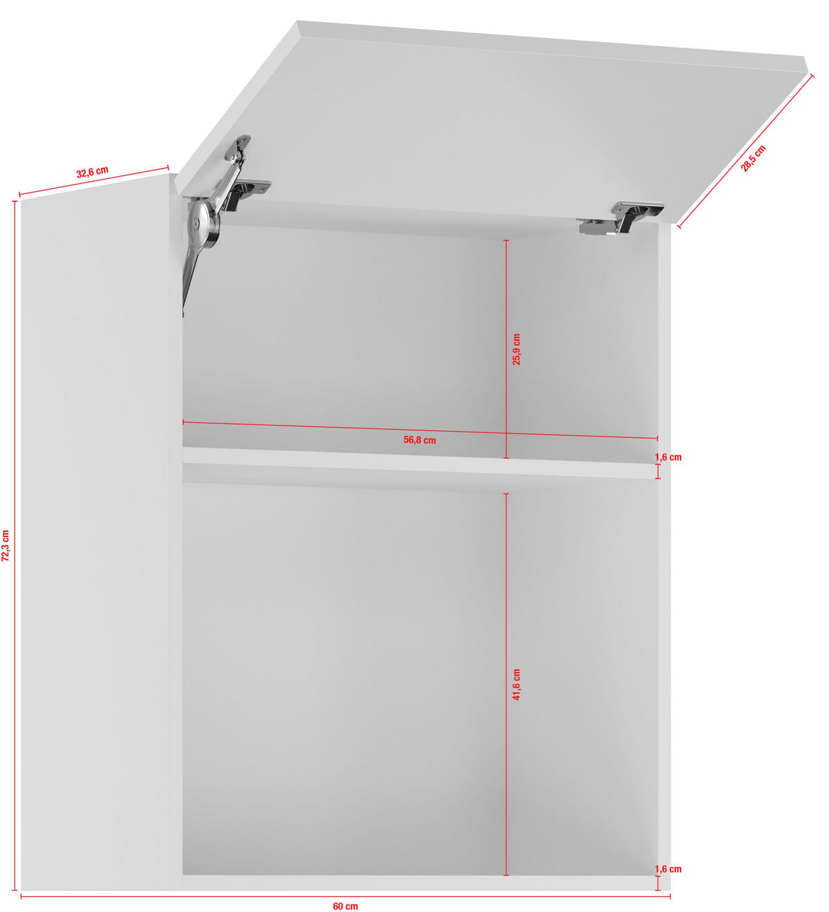 KÜCHENOBERSCHRANK 60/72,3/34,2 cm  in Weiß  - Edelstahlfarben/Weiß, Basics, Holzwerkstoff/Metall (60/72,3/34,2cm) - Impuls