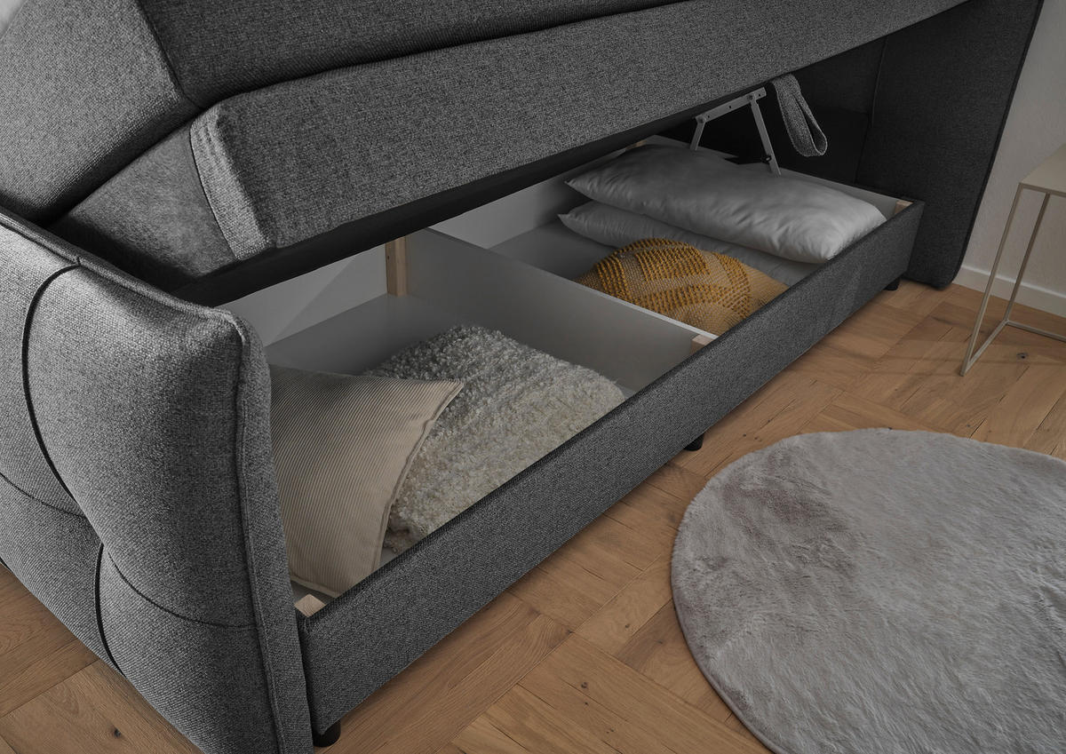 BOXSPRINGBETT 160/200 cm  in Anthrazit  - Anthrazit/Schwarz, Modern, Holzwerkstoff/Kunststoff (160/200cm) - MID.YOU