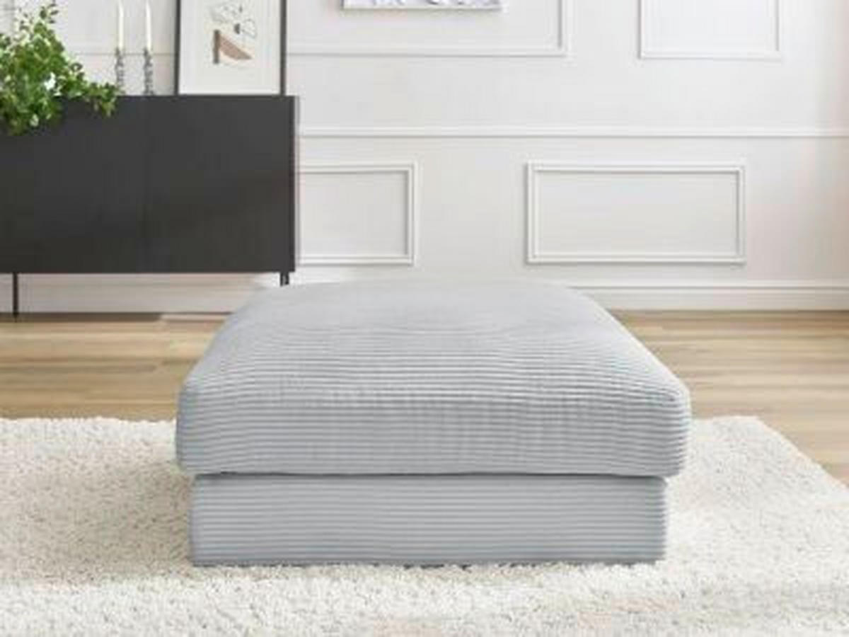 HOCKER LEONARD Cord Hellgrau  - Hellgrau/Schwarz, MODERN, Kunststoff/Textil (86/43/86cm)