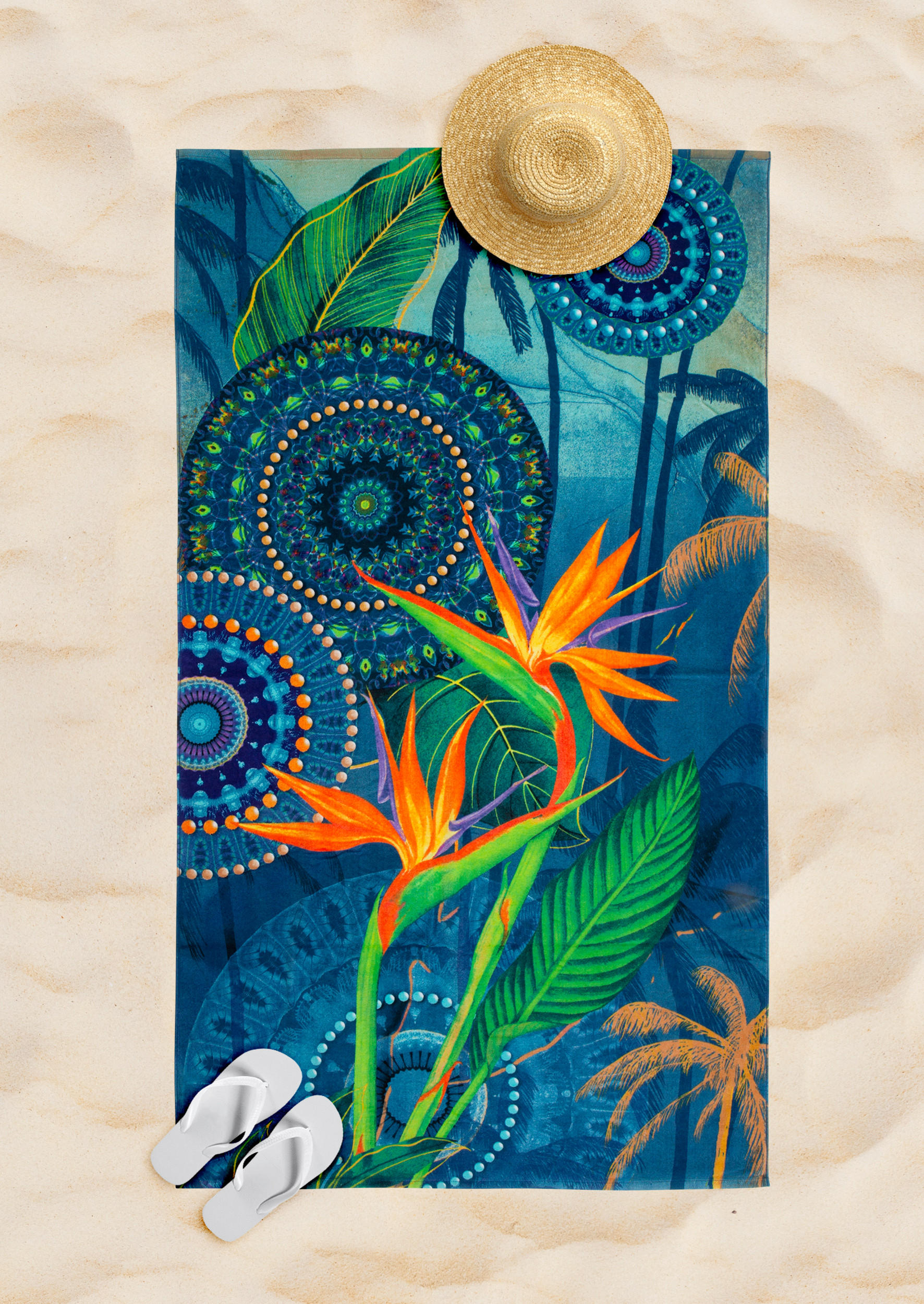 STRANDTUCH Blau, Gelb 100/180 cm  - Blau/Gelb, Trend, Textil (100/180cm)