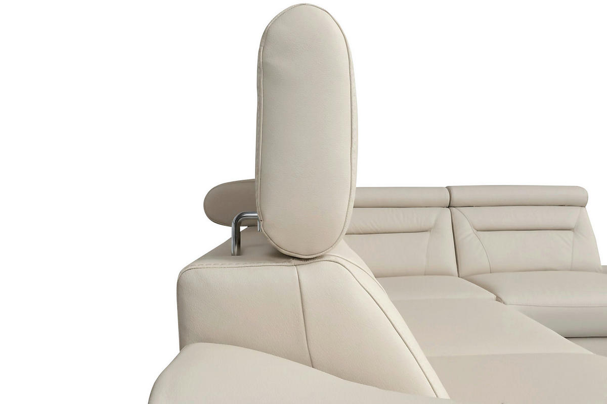 ECKSOFA Lederlook Echtleder Creme  - Wengefarben/Creme, Design, Leder/Holz (212/260cm) - Celina Home