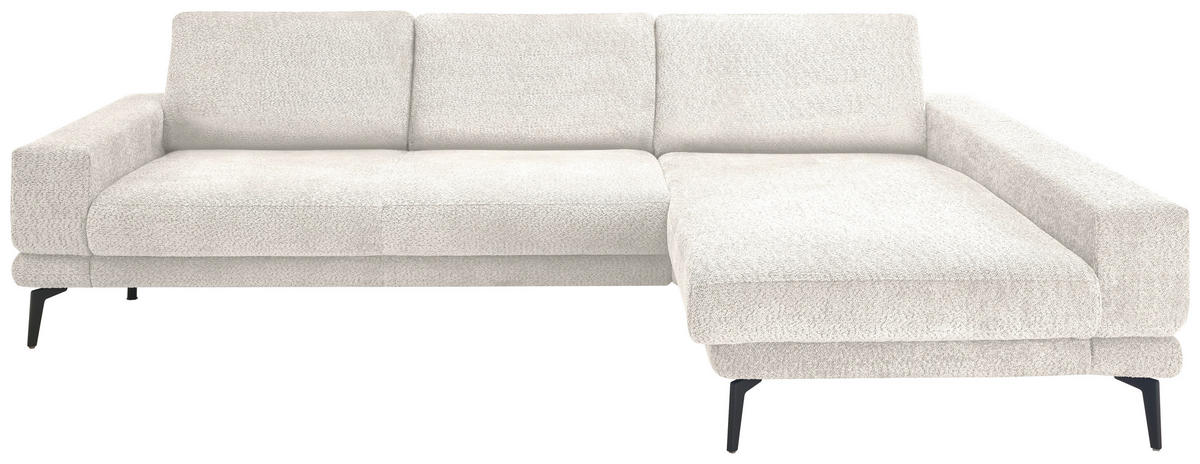 ECKSOFA Weiß Chenille  - Schwarz/Weiß, KONVENTIONELL, Textil/Metall (294/184cm) - SetOne by Musterring