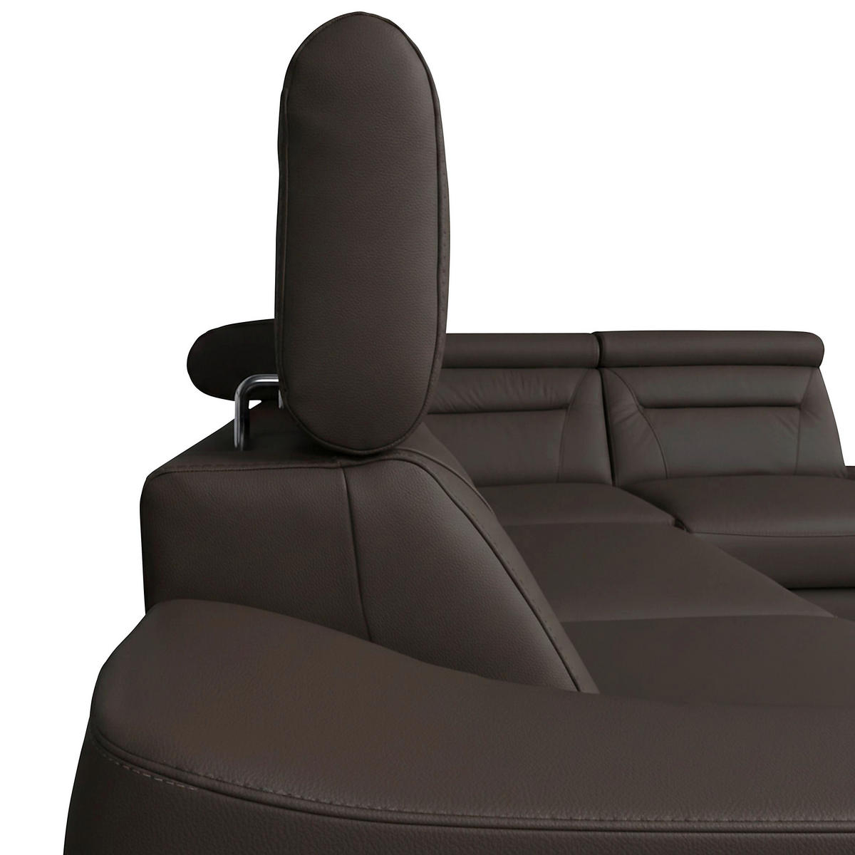 ECKSOFA  in Lederlook Echtleder Dunkelbraun  - Wengefarben/Dunkelbraun, Design, Leder/Holz (260/212cm) - Celina Home