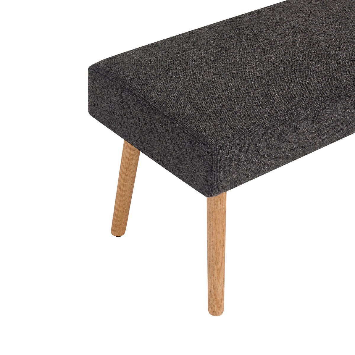 SITZBANK 98/42/40 cm Fleece Schwarz, Eichefarben Eiche massiv  - Eichefarben/Schwarz, KONVENTIONELL, Holz/Textil (98/42/40cm) - VanDerken