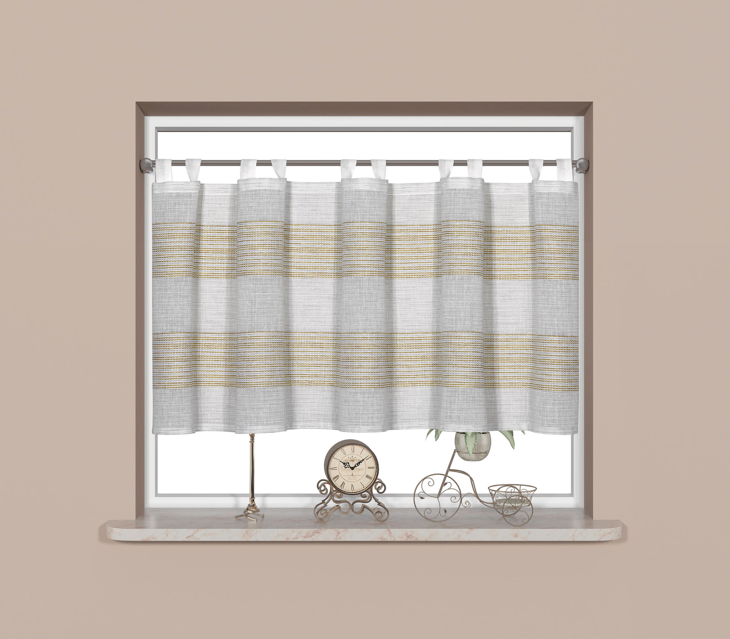 KURZGARDINE   140/50 cm   - Hellgelb/Weiß, Basics, Textil (140/50cm)