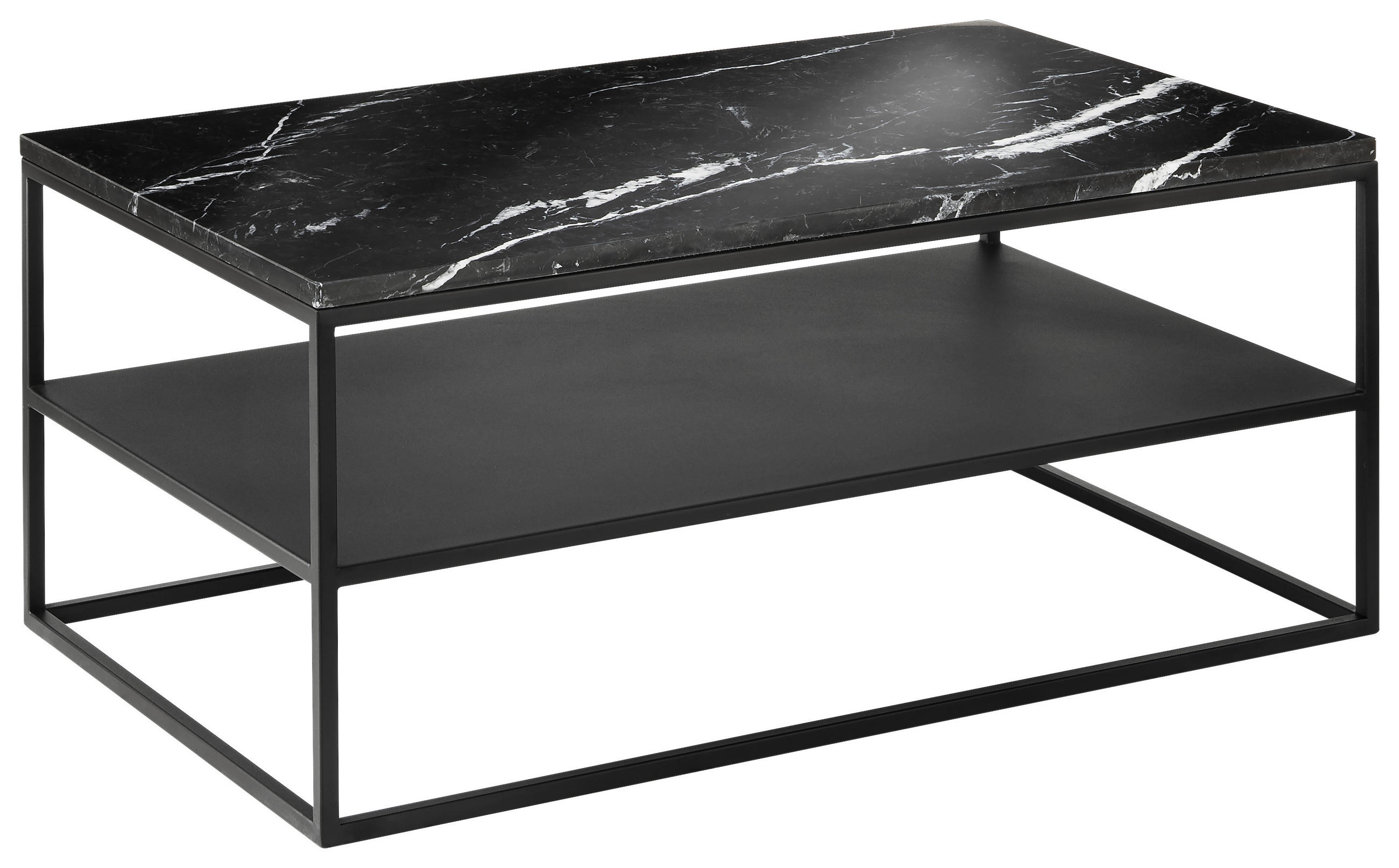 COUCHTISCH in Metall 100/60/41,5 cm  - Schwarz, Design, Stein/Metall (100/60/41,5cm) - Johann Jakob