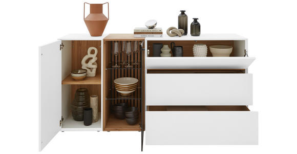 SIDEBOARD in 184/90/44 cm - Eichefarben/Anthrazit, Design, Glas/Holz (184/90/44cm) - Johann Jakob