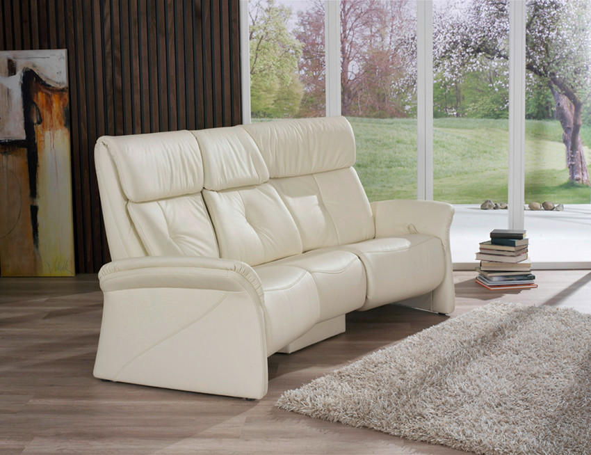 TRAPEZSOFA Echtleder Creme  - Creme, KONVENTIONELL, Leder (208/107/103cm) - Himolla Komfortklass