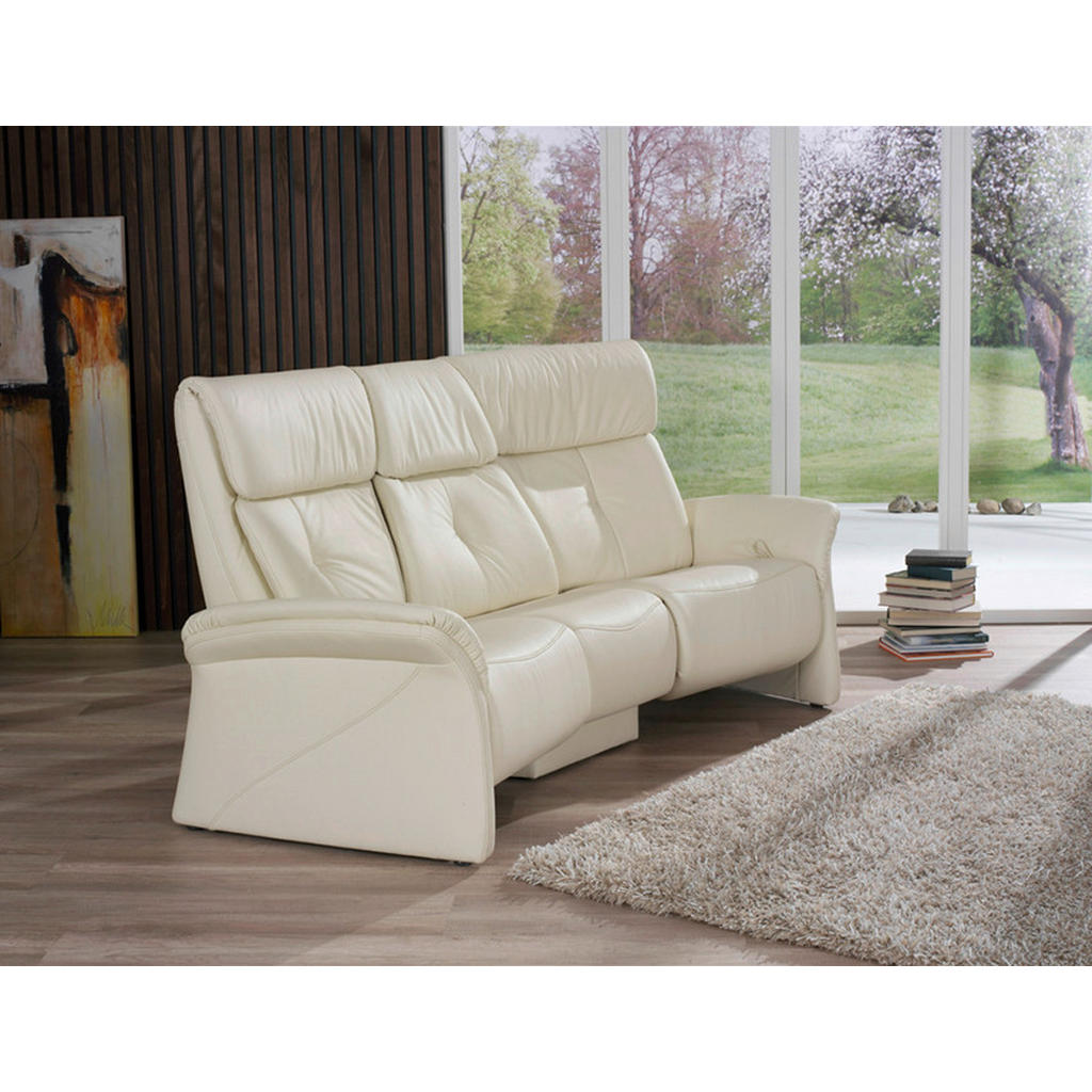 Thumbnail - Himolla Komfortklass Trapezsofa, Weiß, Leder, Echtleder, Longlife-Leder, Uni, 3-Sitzer, 208x107x103 cm, Blauer Engel, Go...