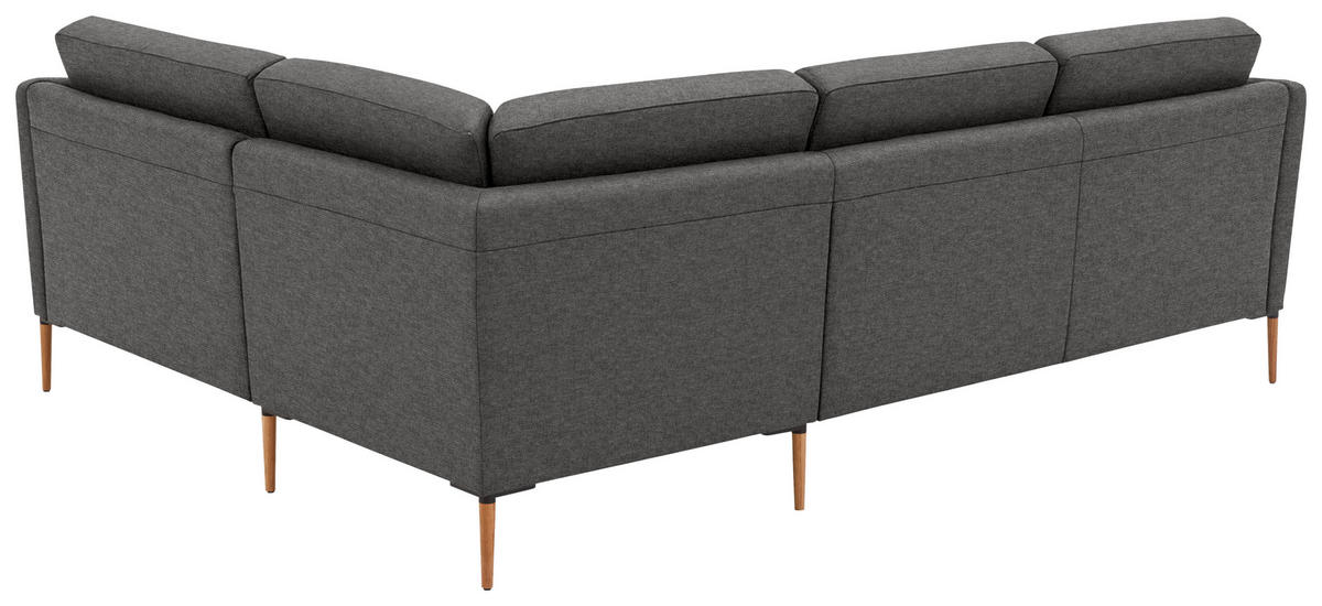 ECKSOFA  in Flachgewebe Anthrazit Rücken echt  238/186 cm  - Eichefarben/Anthrazit, Design, Holz/Textil (238/186cm) - Valnatura