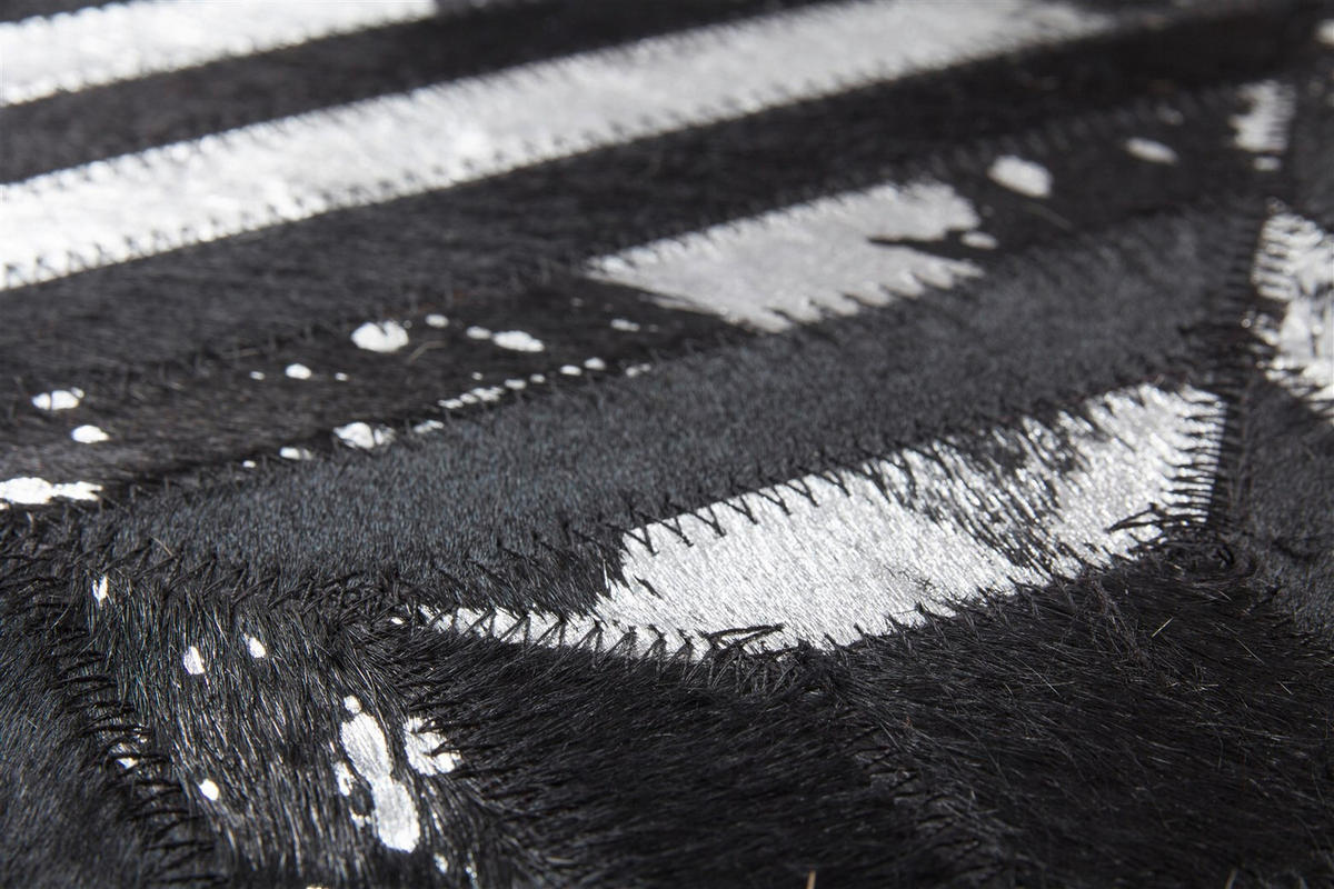 FLACHWEBETEPPICH 80/150 cm Spark 410 Schwarz / Silber Schwarz, Silberfarben  - Silberfarben/Schwarz, Basics, Leder/Textil (80/150cm) - Novel