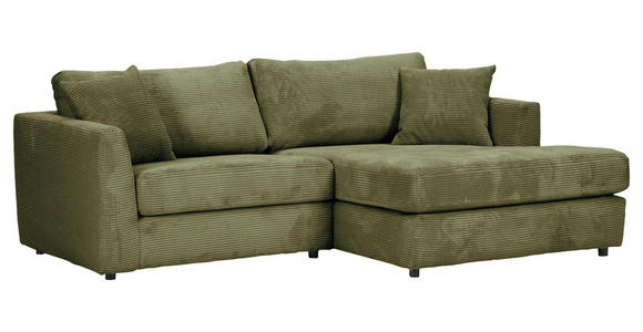 ECKSOFA Dunkelgrün Cord Zierkissen, Rückenkissen, Rücken echt  - Dunkelgrün/Schwarz, KONVENTIONELL, Kunststoff/Textil (234/170cm) - Carryhome