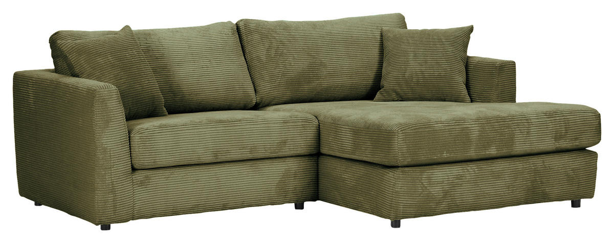 ECKSOFA Dunkelgrün Cord  - Dunkelgrün/Schwarz, KONVENTIONELL, Kunststoff/Textil (234/170cm) - Carryhome