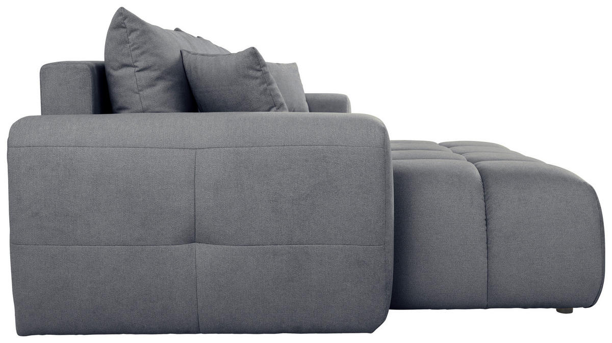 ECKSOFA in Velours Dunkelgrau  168/298 cm  - Dunkelgrau/Schwarz, KONVENTIONELL, Kunststoff/Textil (168/298cm) - Carryhome